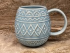 Williams Sonoma Coffee Mug Blue Embossed Easter Egg. You're Eggcellent 12 oz New