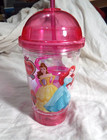 Disney Princesses Curly Straw Flashing Light Up Dome Travel Cup  Pink