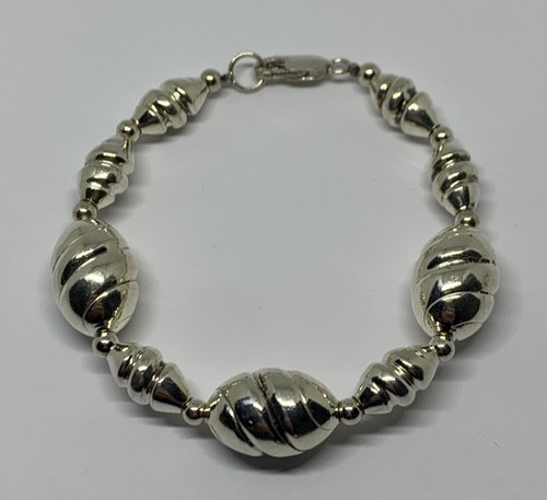 Vintage Sterling Silber 925 große Perlen 7-1/2" Armband 18,9 Gramm signiert LARTM