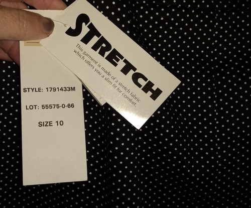 MICHELE nwt women's skirt SIZE 10 black with white polka dots stretch Stein Mart - Picture 2 of 9