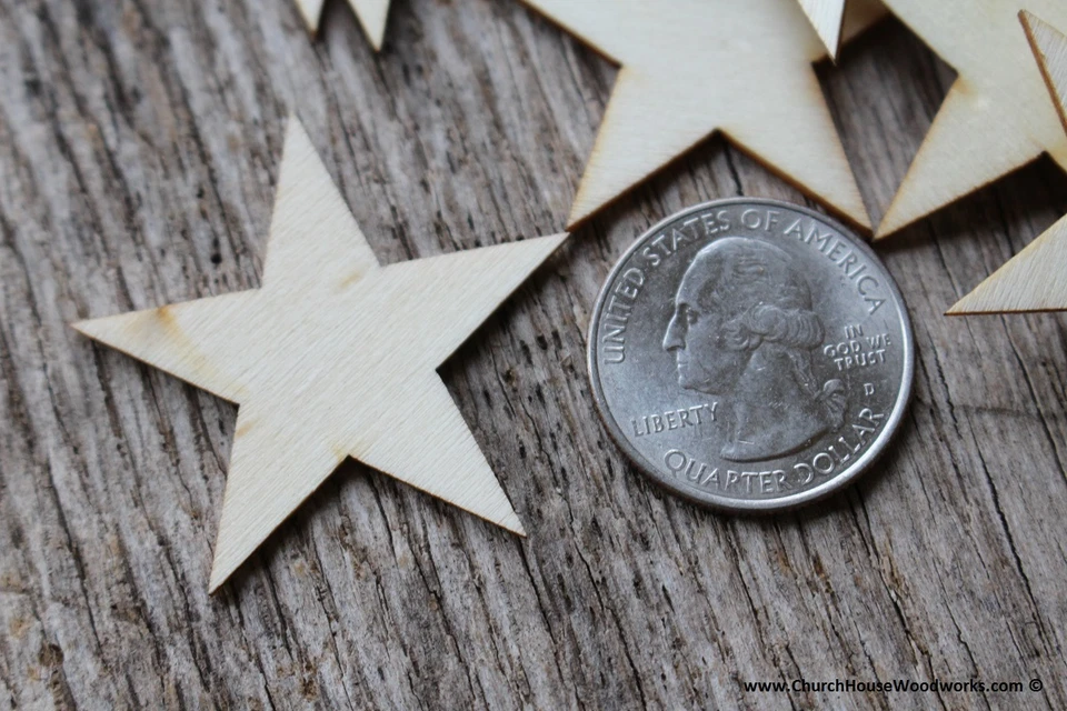 Madera estrella pequeña de 1-1/2 pulgadas 50 unidades 1,5 artesanías madera banderas decoración hágalo usted mismo Foto 2 de 4