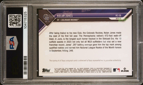 🔥2023 Topps Now Offseason MLB ALL-STAR Rookie Auto Red /10 Nolan Jones RC PSA 9 - Picture 2 of 2