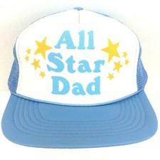 Vtg All Star Dad Hat Russ Script Logo Mesh Foam Snap Back Trucker Baseball Cap