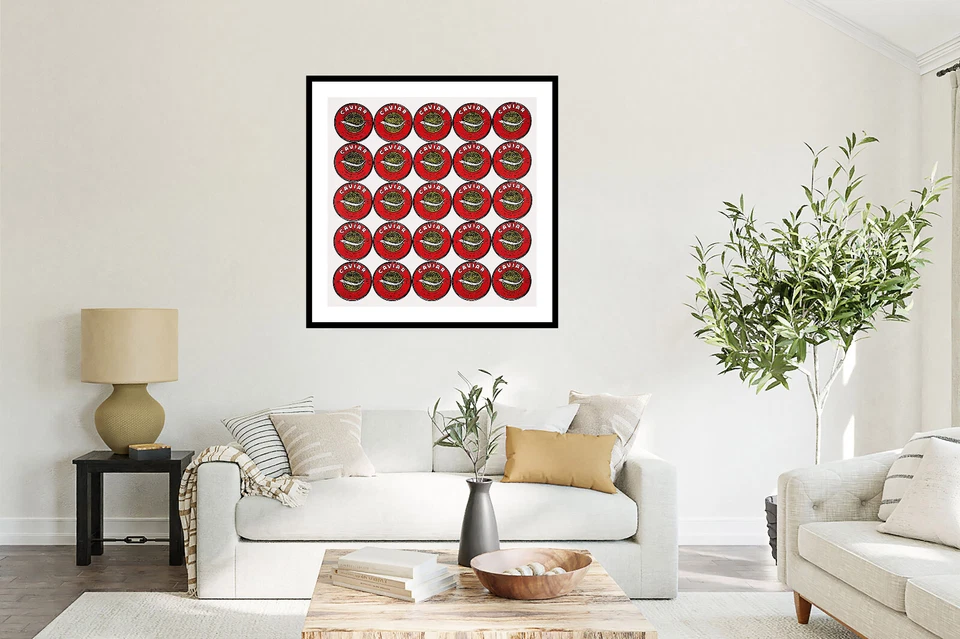 Alexander Kosolapov - Caviar preto, estampa giclée quadrada vermelha, decoração de cozinha - Imagem 2 de 4