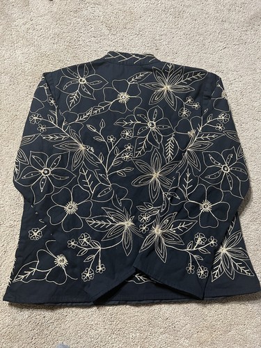 Vintage New Direction Womens Large Flora Embroidered Jacket black - Picture 6 of 9