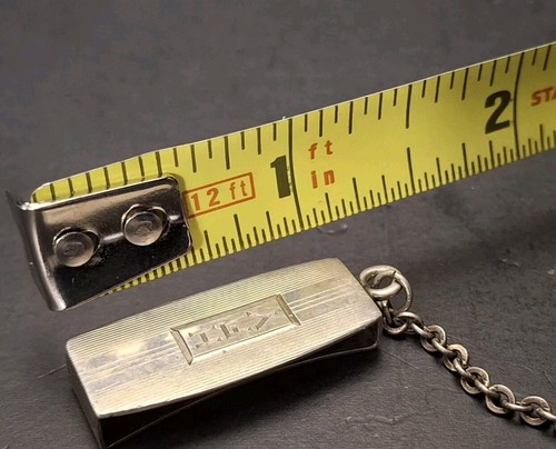 Antique Sterling Silver Watch Fob Belt Holder w/Chain Monogrammed HFY 670 - Picture 7 of 8