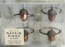 bed bath beyond Set Of 4 Acorn Napkins Rings. 4 Aros Para Servilleta/Brass