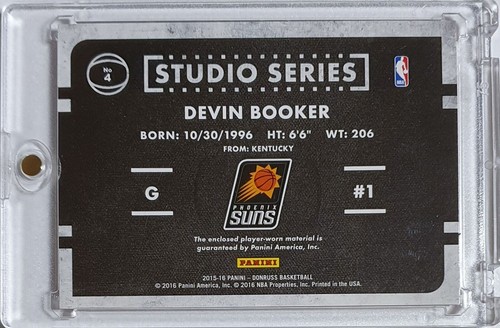 2015 Panini Donruss Devin Booker Rookie #PATCH Game Worn Jersey RC - Rare - Picture 3 of 3