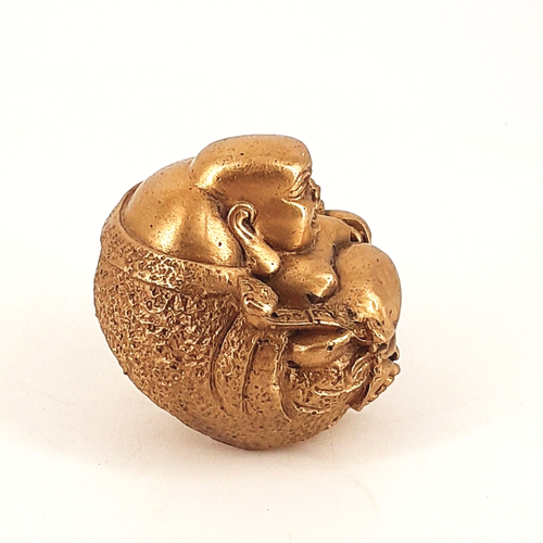 Vtg Brass Wealth Happy Laughing Sitting BUDDHA Statue Figurine 2.25" Paperweight - Bild 2 von 7