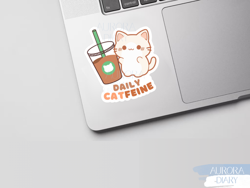 Daily CATfeine Sticker | Cute Cat Pun Sticker, Coffee Sticker, Funny Sticker - Picture 3 of 5