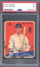 1934 Goudey #11 Paul Waner PSA 1 Pittsburgh Pirates HOF Vintage Baseball Card