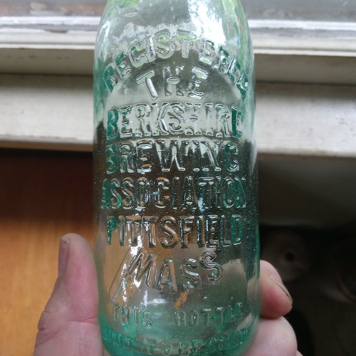 THE BERKSHIRE BREWING ASSOC PITTSFIELD,MASS 1890s BLOB TOP BEER BOTTLE WITH TOP - Picture 5 of 8