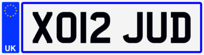 X JUD   JUDE JUDY JUDIE JUDITH NUMBER THEME PRIVATE REGISTRATION PLATE XO12 JUD