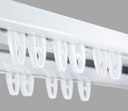 Double Curtain Rail Track Heavy Duty Aluminium & PVC Ceiling Set With Hooks - Picture 3 of 5