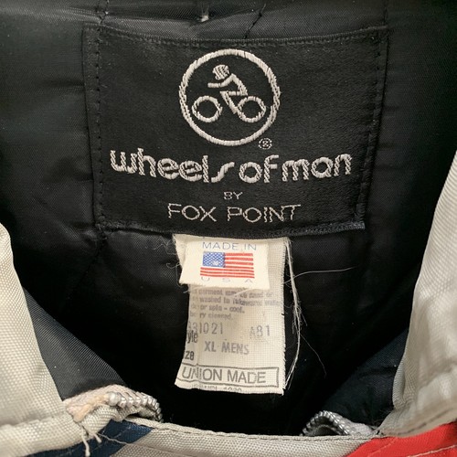 Vtg Fox Point Wheels of Man Insulated Bicycle Snowmobile Silver Parka Jacket~XL - Picture 4 of 12