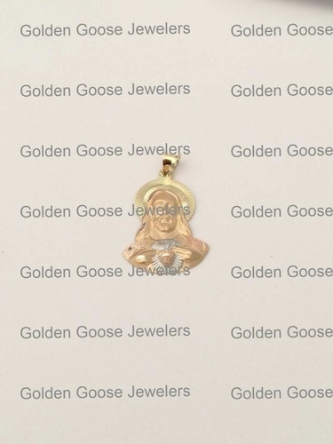 Religious 14k yellow  White Rose Gold Jesus Face  Charm Pendant Diamond Cut - Picture 8 of 12