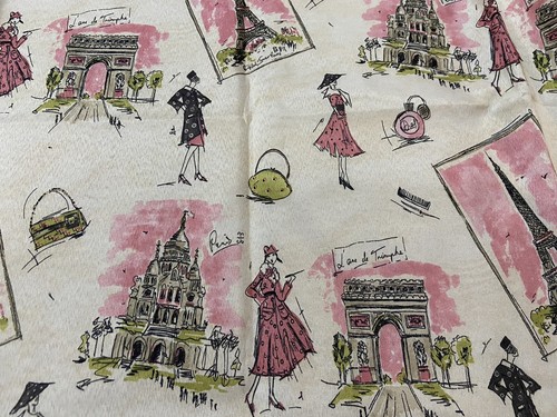 WAVERLY Polyester Shower Curtain Pink Parisian Eiffel Tower A DAY IN PARIS 72” - Picture 2 of 7