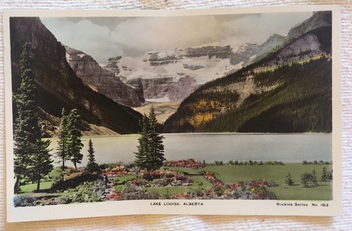 Foto real RPPC Canadá Alberta Lake Louise postal antigua vintage tarjeta ver correo - Imagen 1 de 3