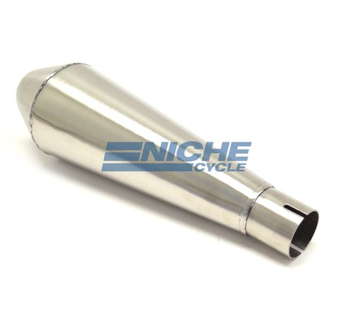 12" Stainless Steel Performance Motorcycle Muffler Reverse Cone 1.5" - Picture 2 of 3