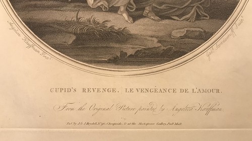 Cupid’s Revenge antique stipple engraving after Angelica Kauffman - Bild 2 von 9