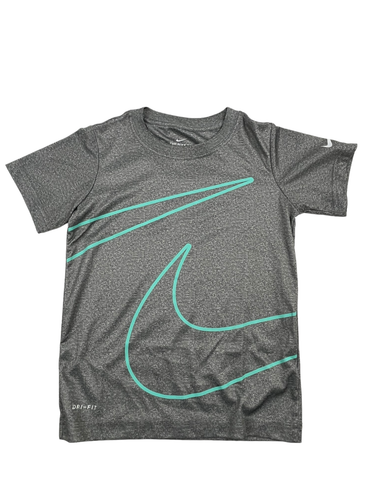 Nike Youth Gray Swoosh Logo Short Sleeve Shirt 6 (M) - Picture 1 of 2