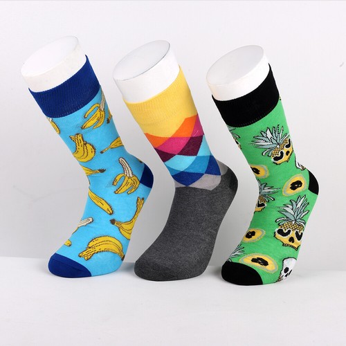 3 Pairs Men’s Unisex Cotton Stylish Casual Happy Fashion Colourful Fancy Socks - Picture 1 of 8