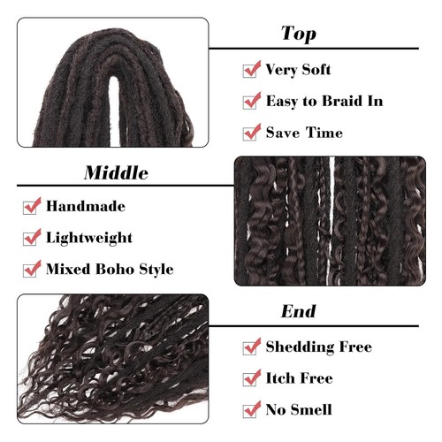 Luxury 30-Strand Double Ended Dreads - 24 Inch Boho Extensions Chocolate Brown - Picture 5 of 8