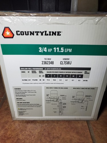 ¡NUEVO! BOMBA CHORRO resistente CountyLine cl7swj hierro fundido 3/4 hp pozo poco profundo 11,5 GPM - Imagen 5 de 8