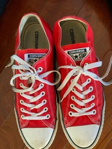 all red low top converse