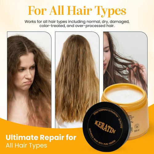 Gotukola Keratin Hair Mask – Deep Conditioning for Dry, Damaged Hair – 16.9 fl - Picture 2 of 7
