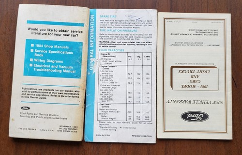 1984 Ford Owners Manual - Imagen 2 de 3