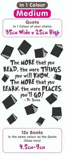 Calcomanía de vinilo Dr Seuss cita The More That You Read / arte de pared / lorax / gato / sombrero - Imagen 6 de 32