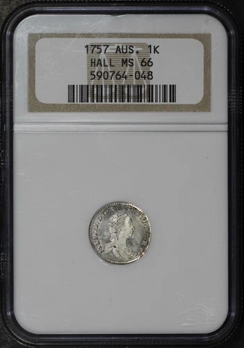 1757 Austria Hall Mint 1 Kreuzer Maria Theresa NGC MS-66 KM #1761.1