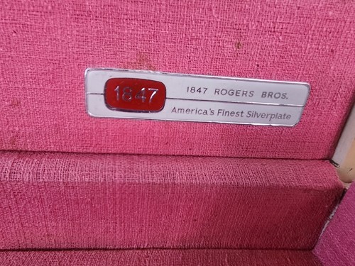 Vtg Wooden Silverware Flatware Storage Box Anti Tarnish pink Lined w/ Drawer - Picture 14 of 17