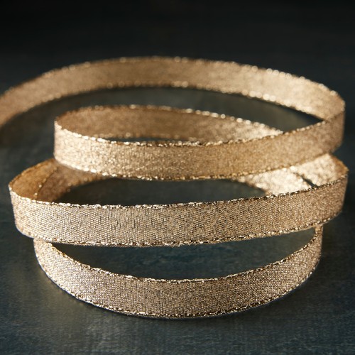 3/8" x 7yd. Metallic & Sheer Ribbon by Celebrate It™ Gold Weave - 第 2/4 張圖片