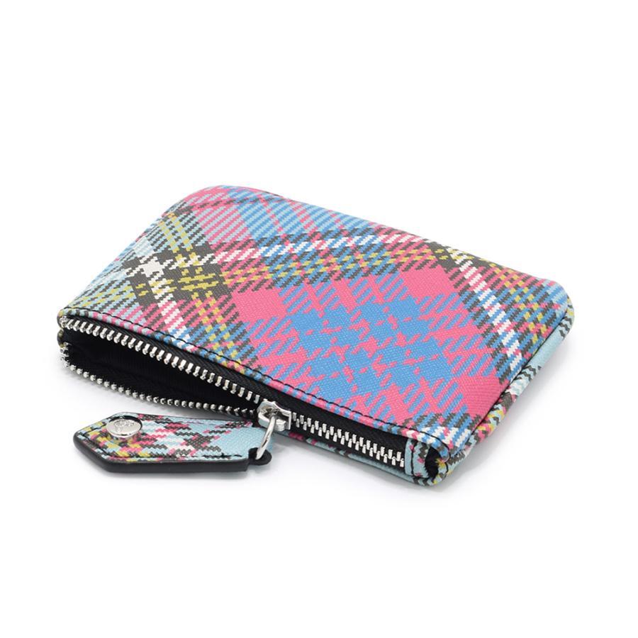 Vivienne Westwood Wallet Blue Pink Check SAFFIANO Coin Case Purse