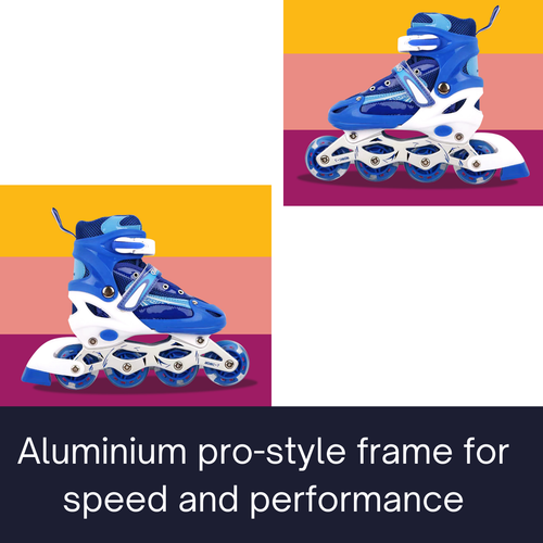 Full LED Men Women Adjustable Roller Blades Inline Skates Blue Size Large 7-9.5 - Picture 5 of 12