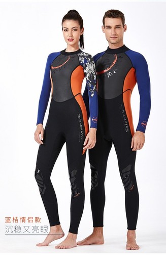 Men Women 3mm Neoprene One Piece Wetsuit Long Sleeve Full Body Warm New - Picture 7 of 25