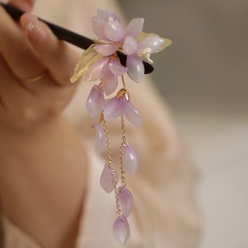 Chinese Long Tassel Hair Stick Headpiece Flower Hair Pins Clip Hairpin US STOCK - Picture 10 of 12
