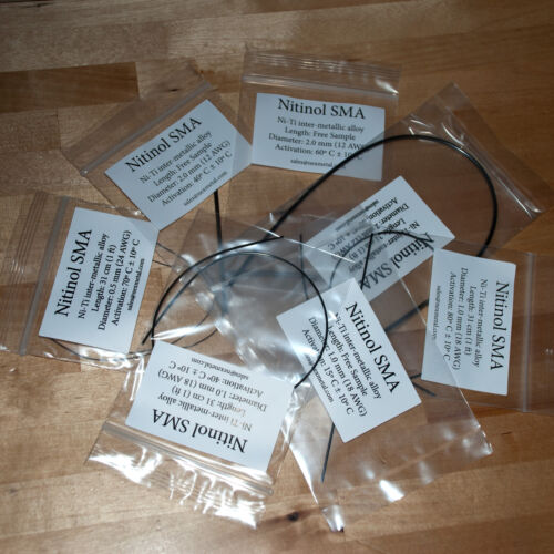 Nitinol NiTi SMA muscle wire Sample Pack 7 different kinds 0.5mm 1-2mm 15C-80C - Picture 1 of 4