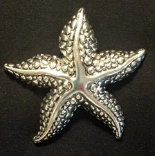 Silver Tone Starfish Textured Slide Pendant Unmarked Beach Nautical