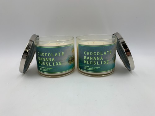 Bath & Body Works Chocolate Banana Mudslide 14.5oz 3 Wick Candle S/2 #A215 - Picture 2 of 5