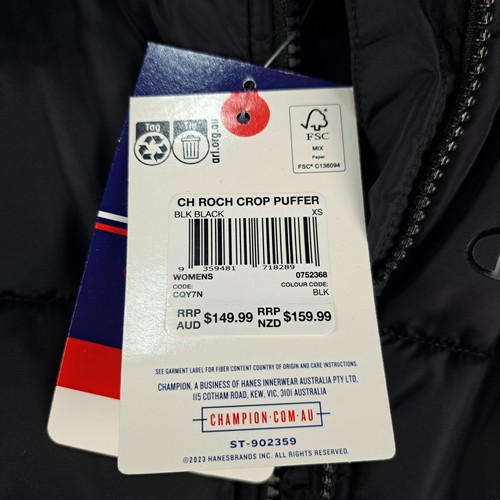 Champion Jacket Womens Extra Small Black Rochester Cropped Puffer NEW NWT 8741 - Bild 5 von 16