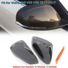Carbon Fiber Car Side View Mirror Cover Caps Parts For Volvo S60 V60 V40 2011-17