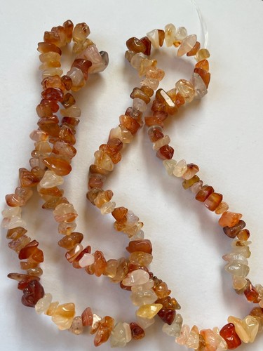 Long Carnelian Orange White Stone Nugget Bead Necklace - 34 inches long x 0.5 in - Picture 7 of 10