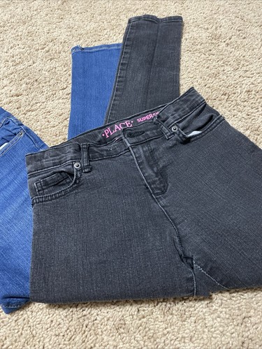 Set Of 2  Place Sz 10 Stretch Blue Skinny  And Black Super Skinny - Picture 5 of 10