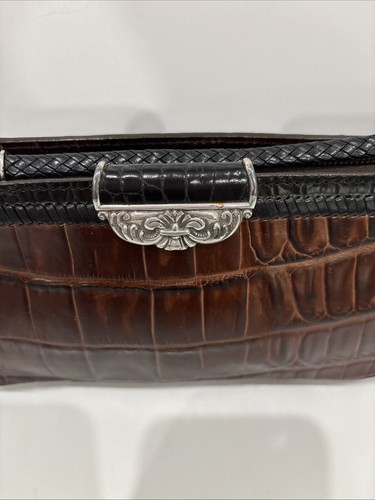 Brighton Purse Crossbody Long Shoulder Strap Brown w/Black Trim & Strap - Picture 3 of 7