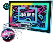 JESSER Over the Door Mini Hoop with LED Scoring Indoor Basketball Set 2 Gameplay