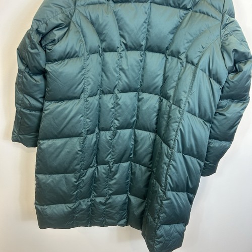 Women’s Eddie Bauer 2X Classic Down Duffle Coat Emerald Green Hooded Fur - Picture 10 of 13