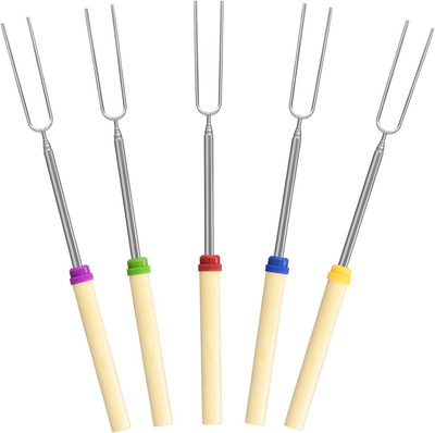 5/8/12/24 Pack Marshmallow Roasting Sticks Set, Extendable 32In Long Metal Barbe